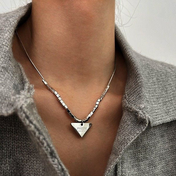 Stainless Steel Triangle Pendant Necklaces A091