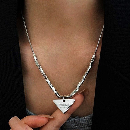 Stainless Steel Triangle Pendant Necklaces A091