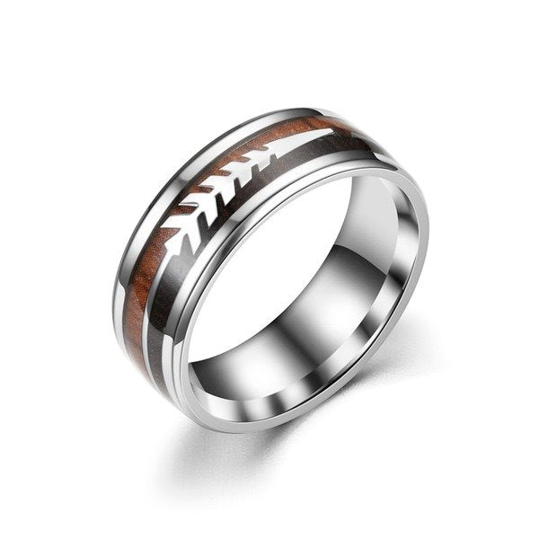 Stainless steel wood grain ring TS021