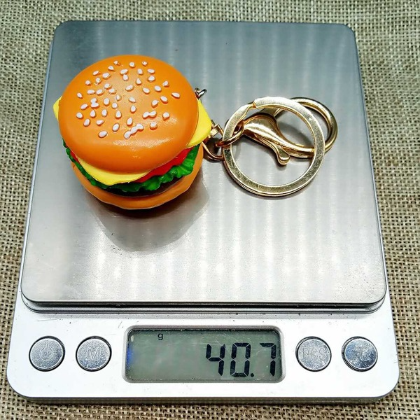 yellow metal hamburger keychain MIC-YY020