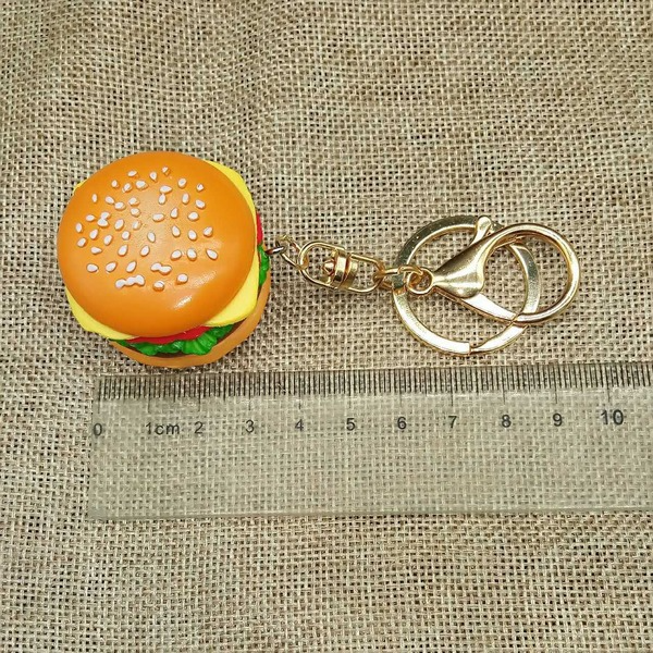 yellow metal hamburger keychain MIC-YY020