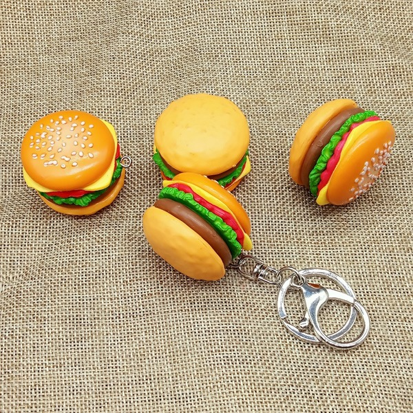 yellow metal hamburger keychain MIC-YY020