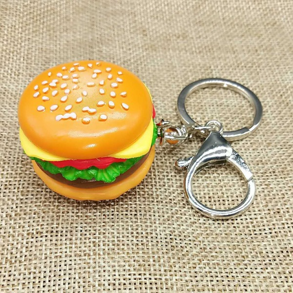 yellow metal hamburger keychain MIC-YY020