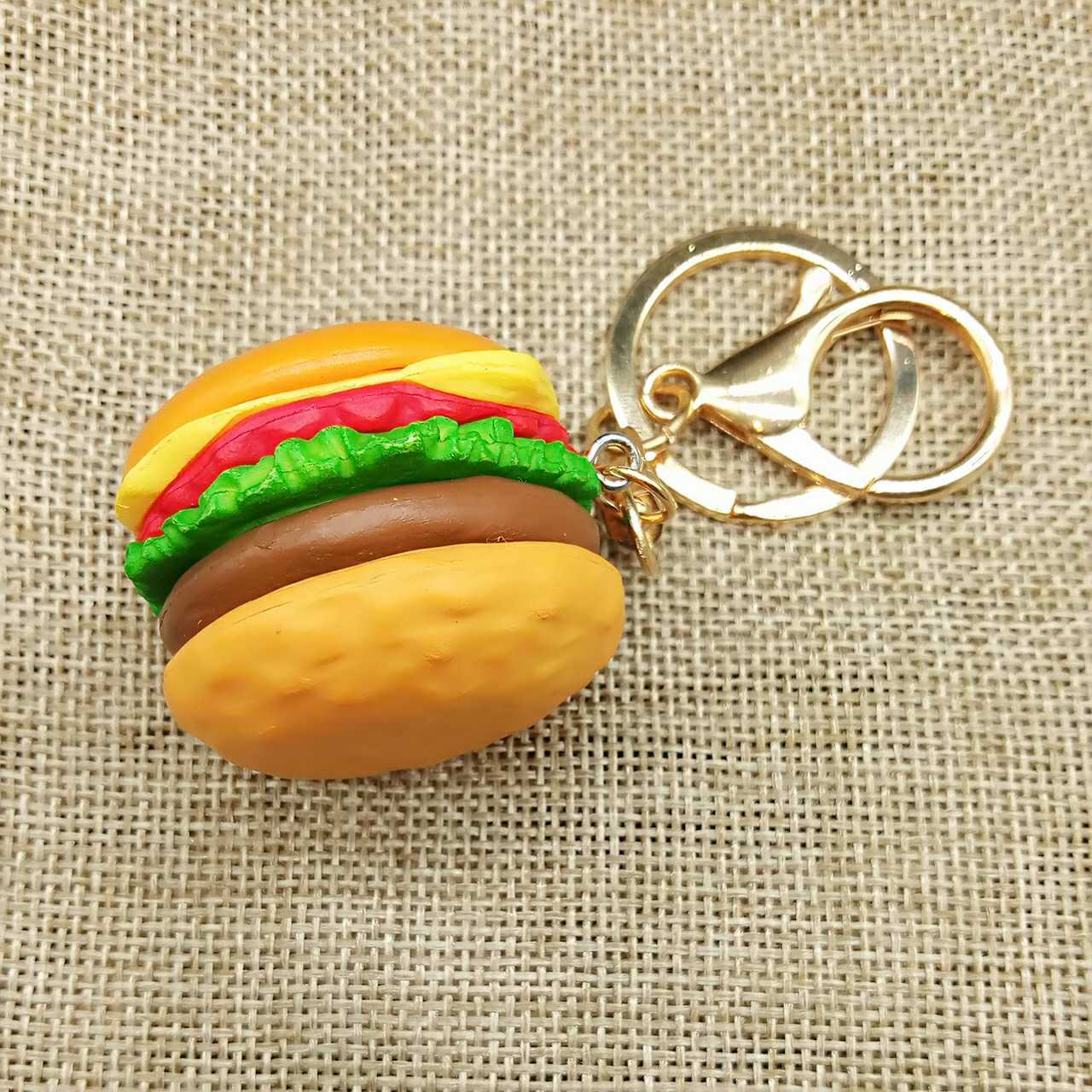 yellow metal hamburger keychain MIC-YY020