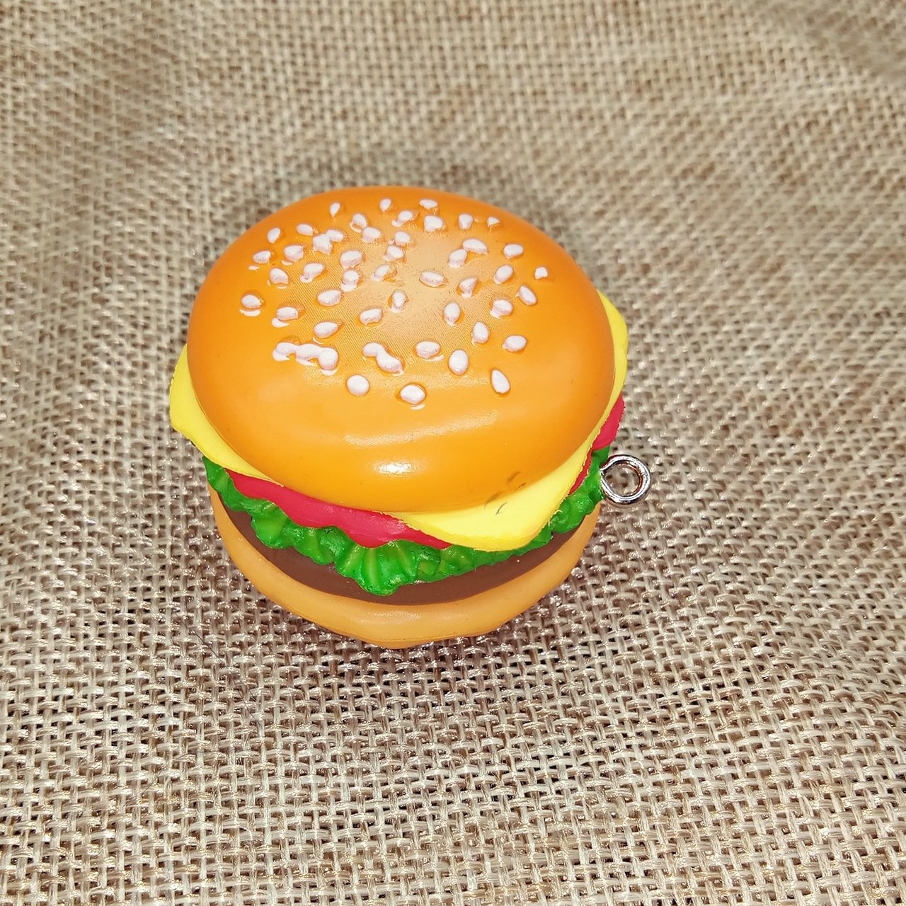 yellow metal hamburger keychain MIC-YY020