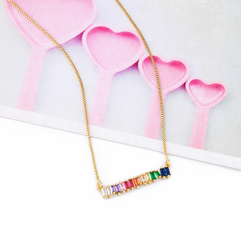 Alloy Seven Color Zircon Necklace MYA002NE035