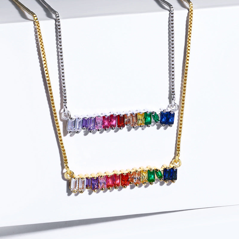 Alloy Seven Color Zircon Necklace MYA002NE035