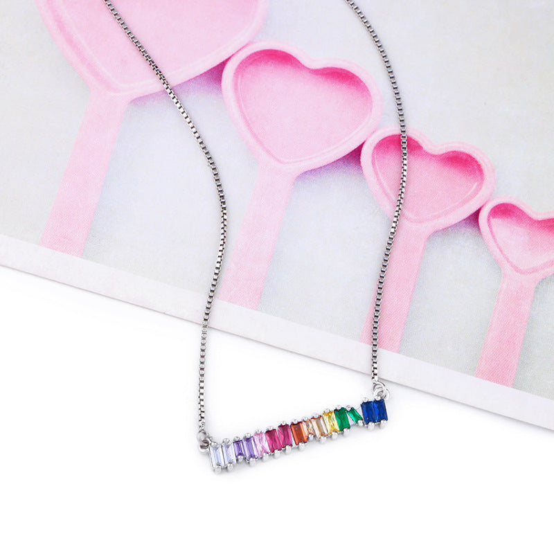 Alloy Seven Color Zircon Necklace MYA002NE035