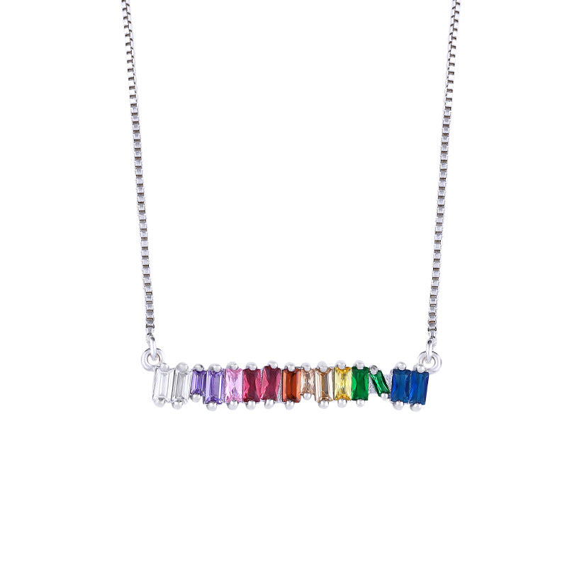 Alloy Seven Color Zircon Necklace MYA002NE035