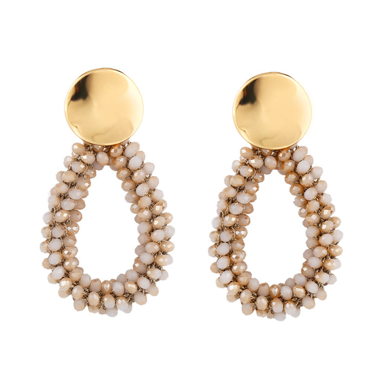 Alloy Crystal Rice Ball Earrings MYA002ES023