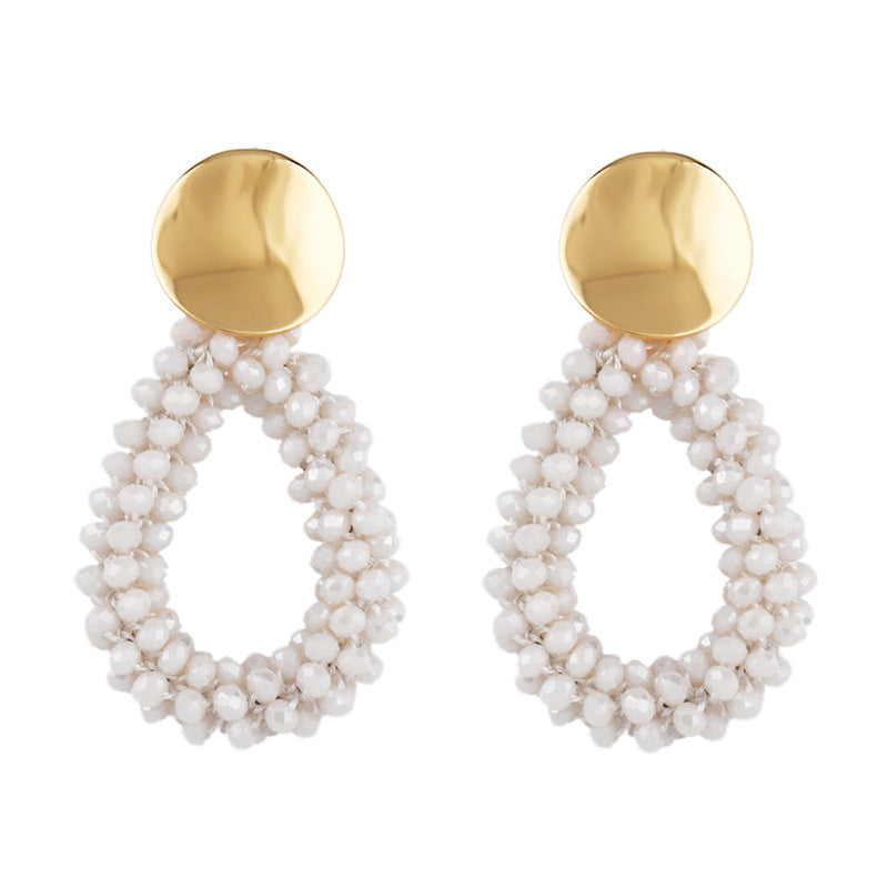 Alloy Crystal Rice Ball Earrings MYA002ES023