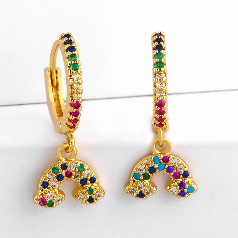 Alloy Micro Inlaid Zircon Rainbow Earrings MYA002ES039