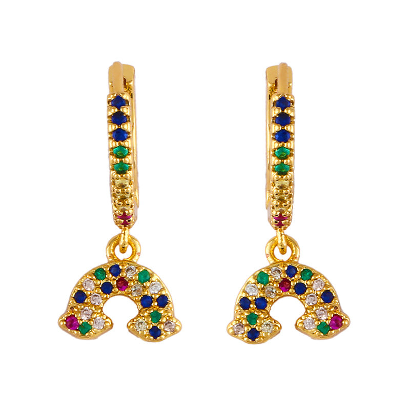 Alloy Micro Inlaid Zircon Rainbow Earrings MYA002ES039