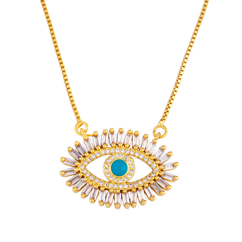 Alloy Eyes Colored Zircon Necklace MYA002NE008