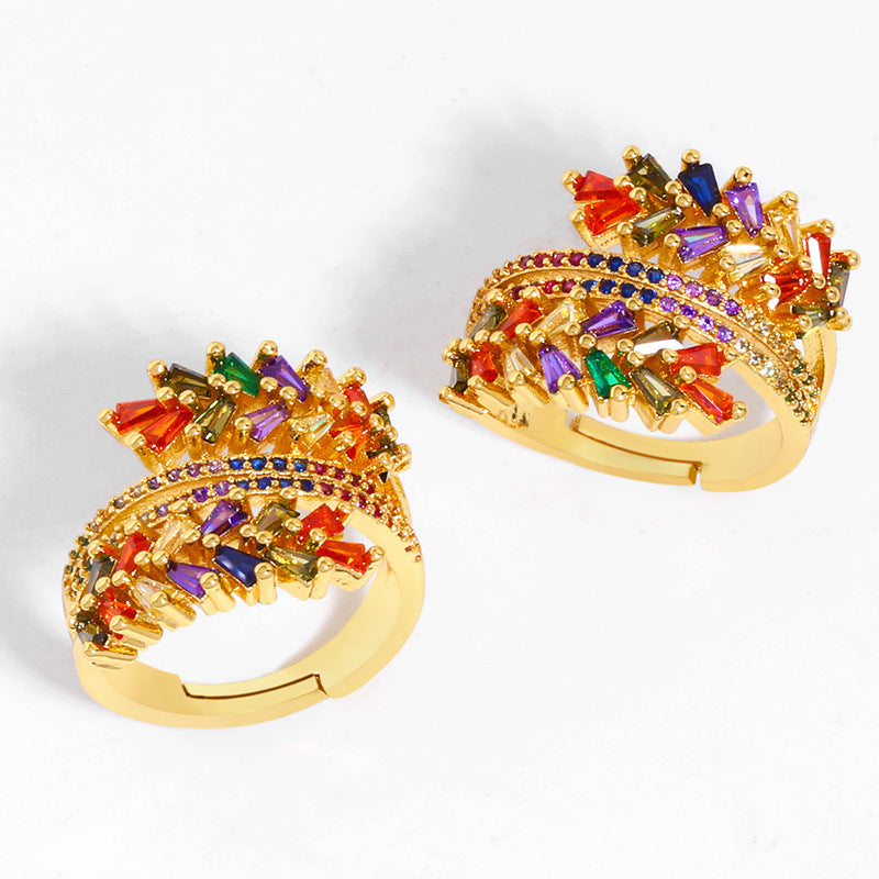 Alloy Set Colorful Zircon Ring MYA002RS017