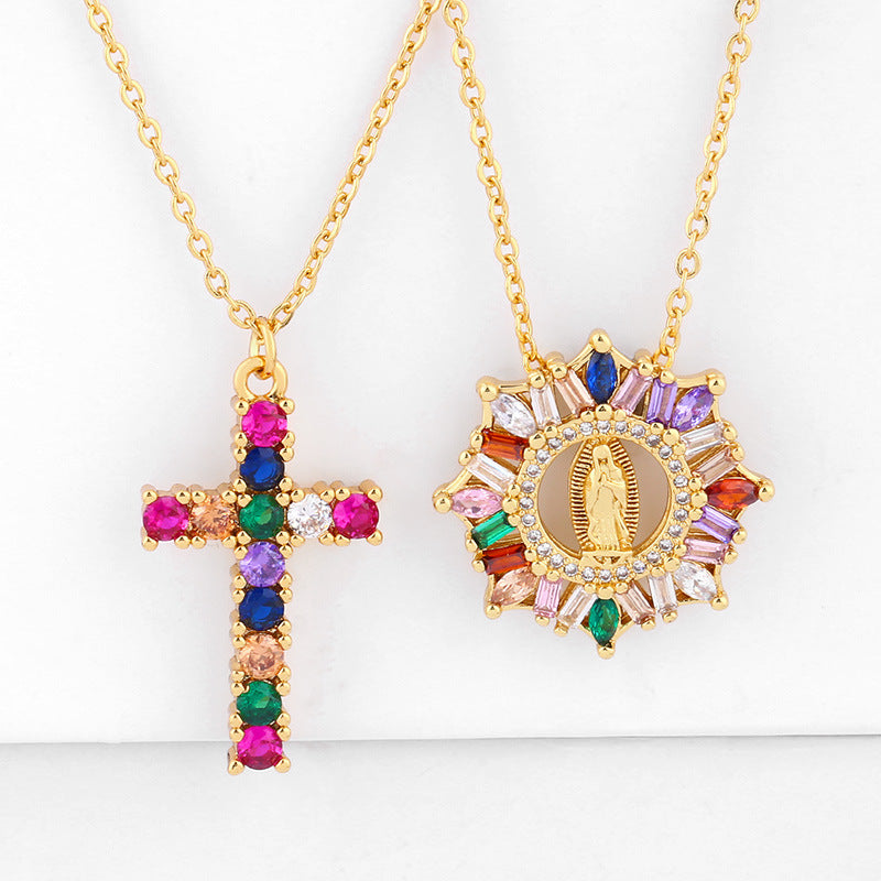 Alloy Cross Virgin Necklace MYA002NE030