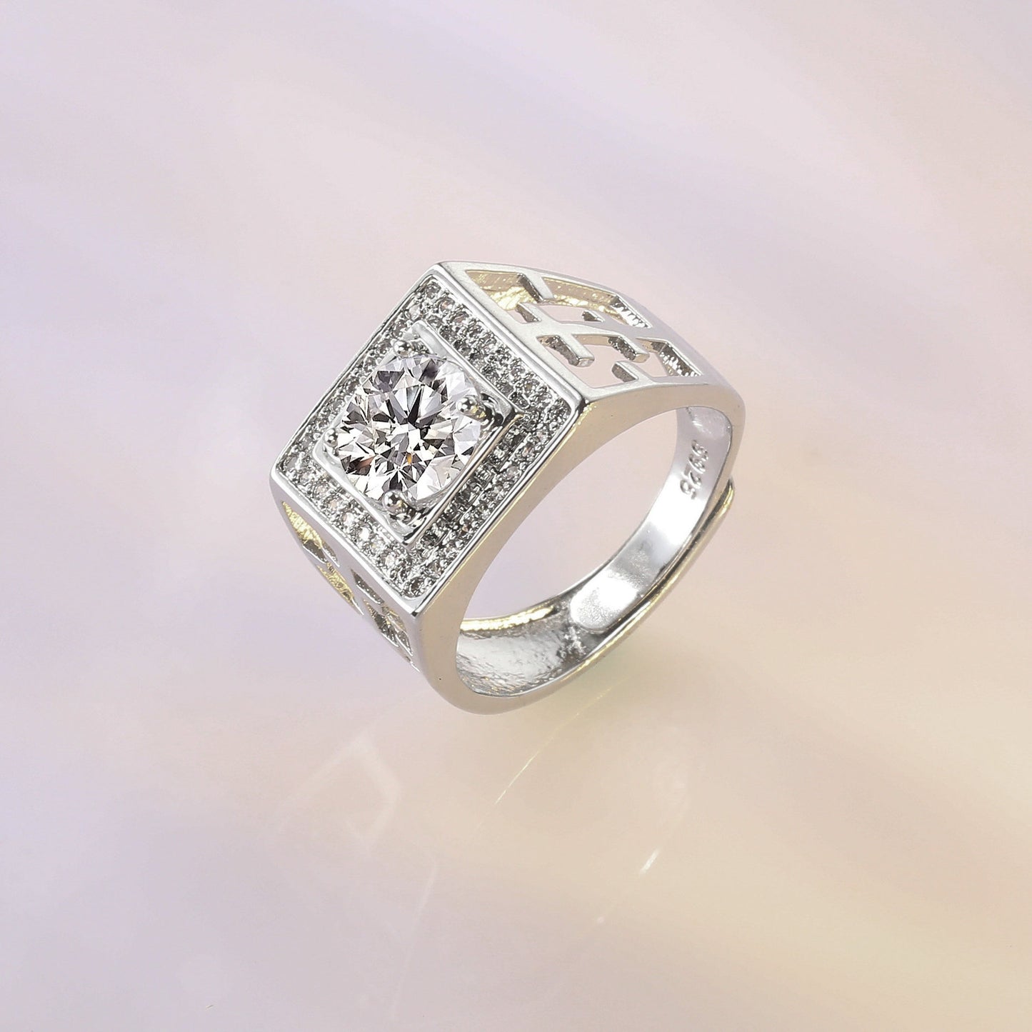 Copper diamond rectangular diamond ring MYA001RS062