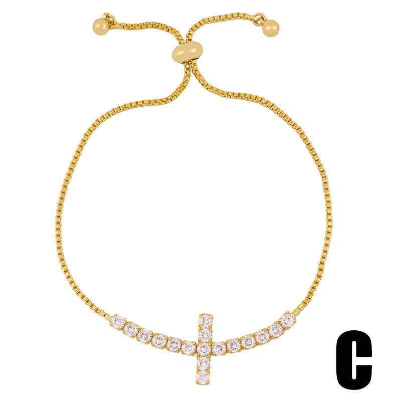 Alloy Cross Peach Heart Bracelet MYA002BT063