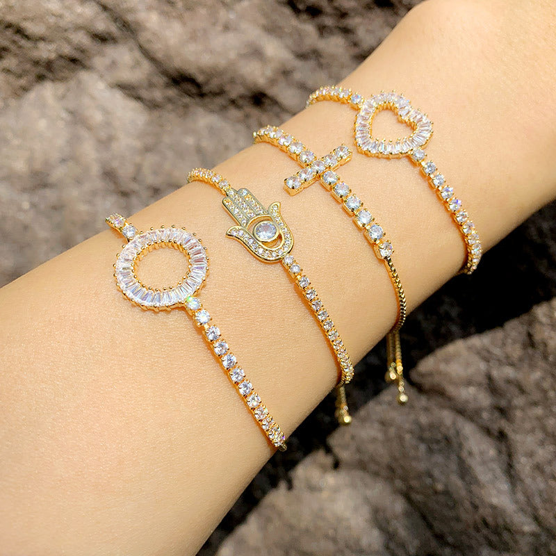 Alloy Cross Peach Heart Bracelet MYA002BT063