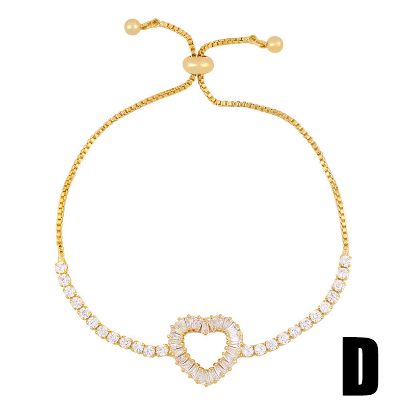 Alloy Cross Peach Heart Bracelet MYA002BT063