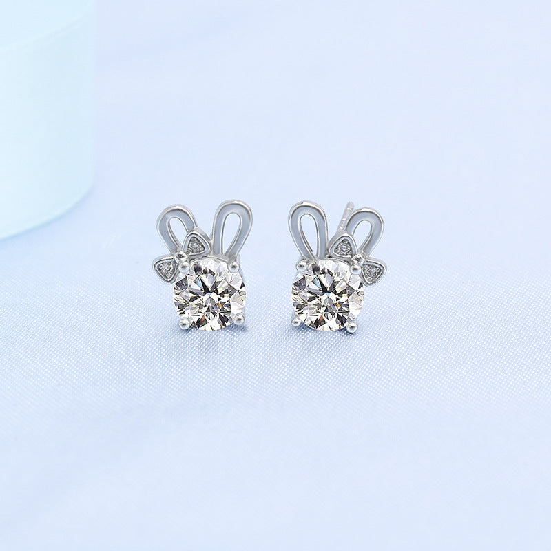 Copper inlaid diamond rabbit ear earrings MYA001ES061