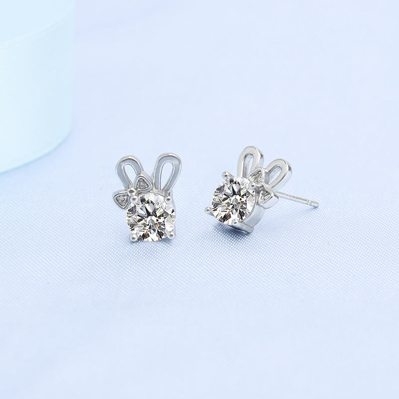 Copper inlaid diamond rabbit ear earrings MYA001ES061