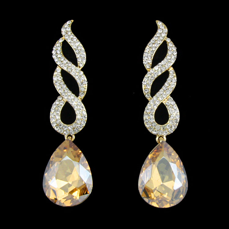 Alloy Crystal Flame Earrings MYA002ES036