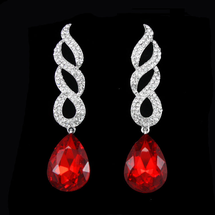 Alloy Crystal Flame Earrings MYA002ES036