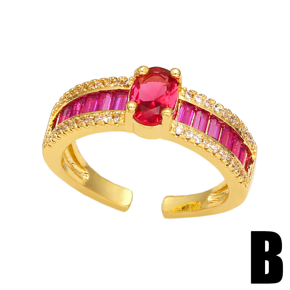 Alloy Geometry Colored Zircon Ring MYA002RS050