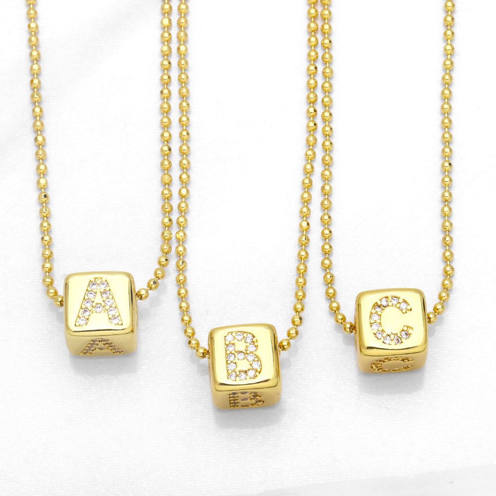 Alloy DIY Square Letter Necklace MYA002NE011