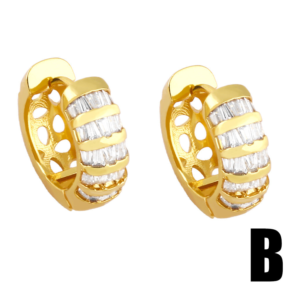 Alloy Light Luxury Zircon Geometry Earrings MYA002ES070