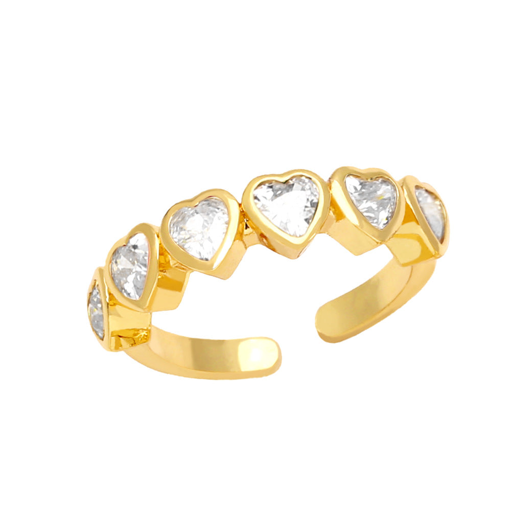 Alloy Peach Heart Colored Zircon Ring MYA002RS040