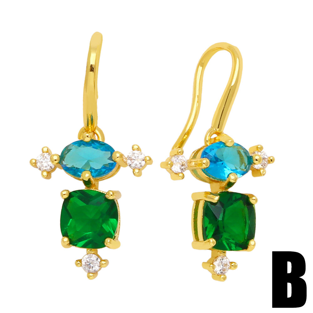 Alloy green zircon earrings MYA002ES026