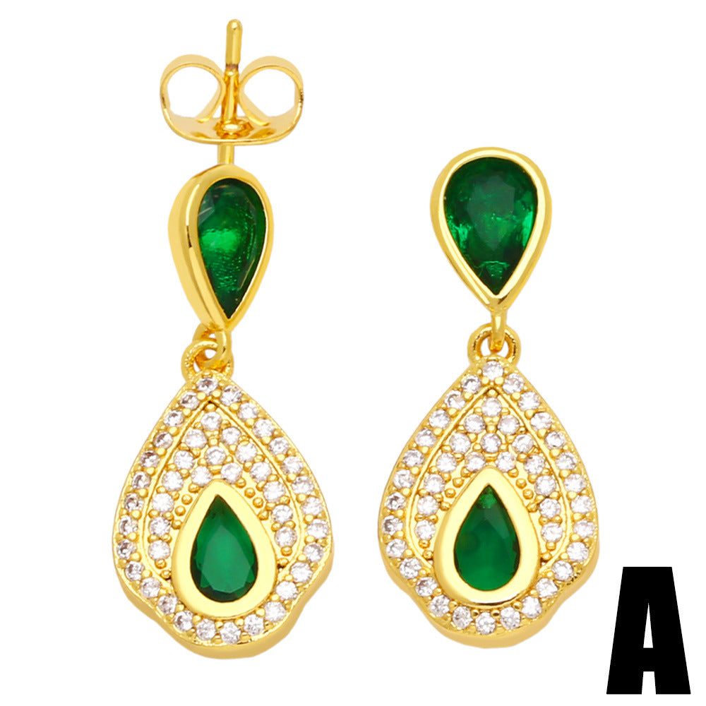 Alloy green zircon earrings MYA002ES026