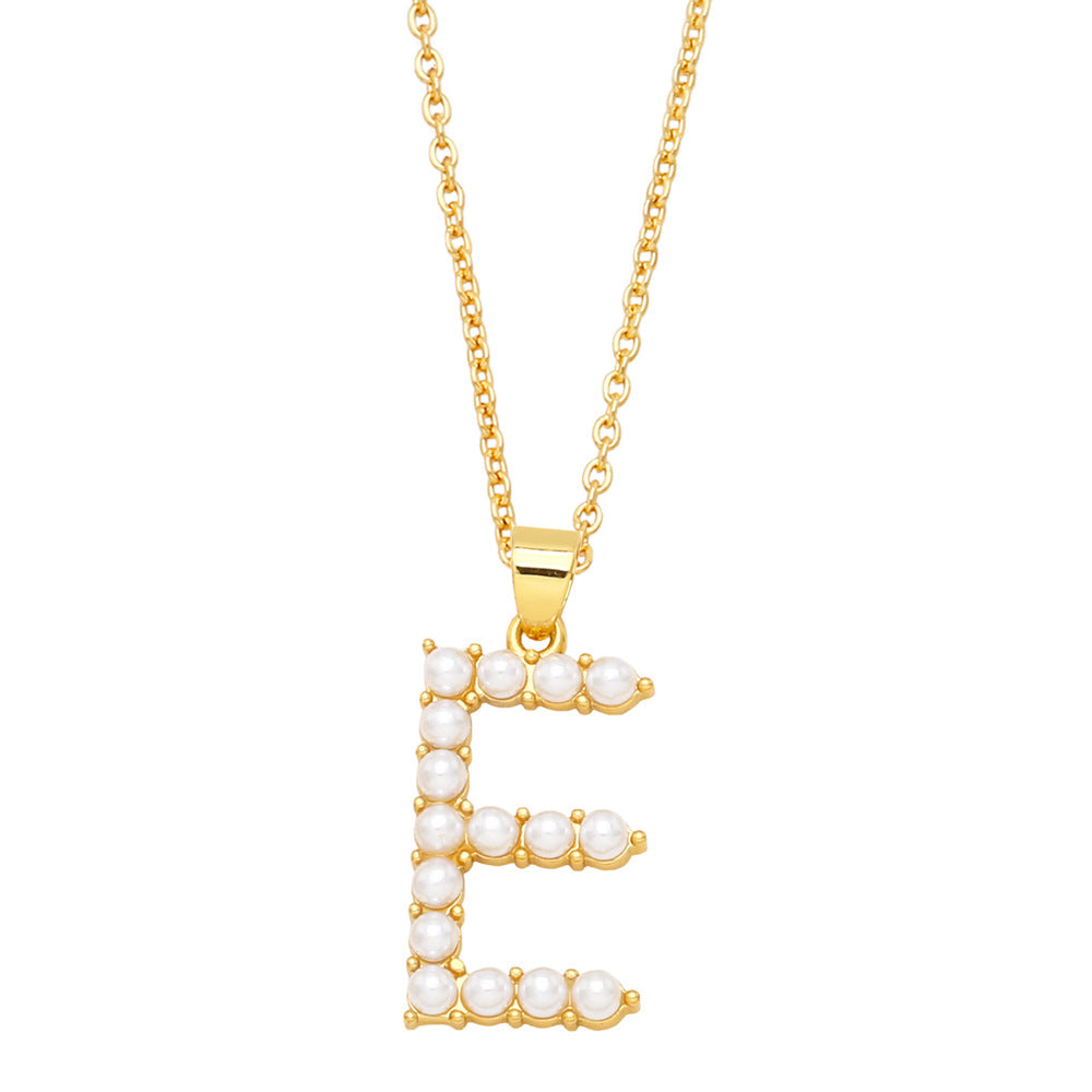 Alloy imitation pearl letter necklace MYA002NE076