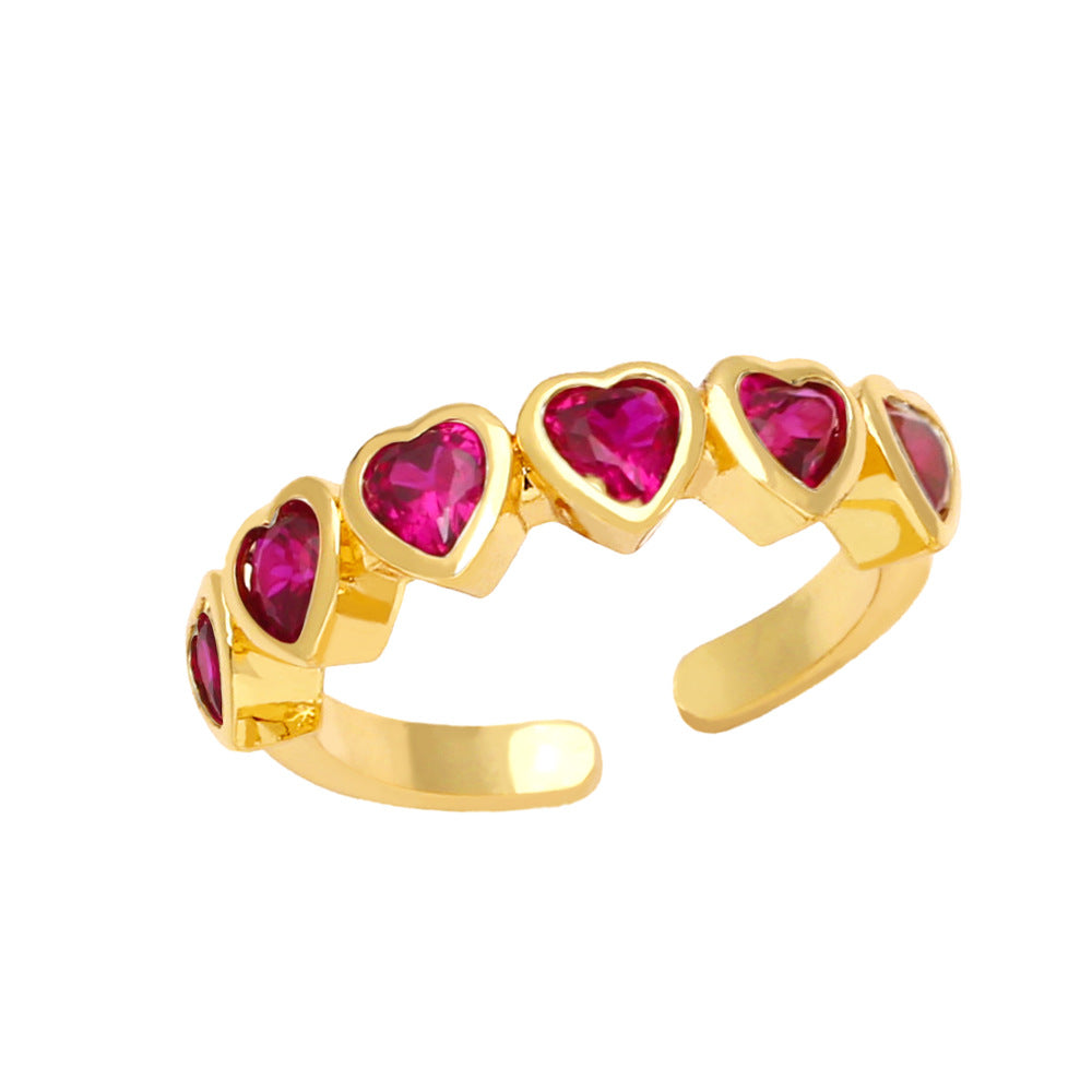 Alloy Peach Heart Colored Zircon Ring MYA002RS040