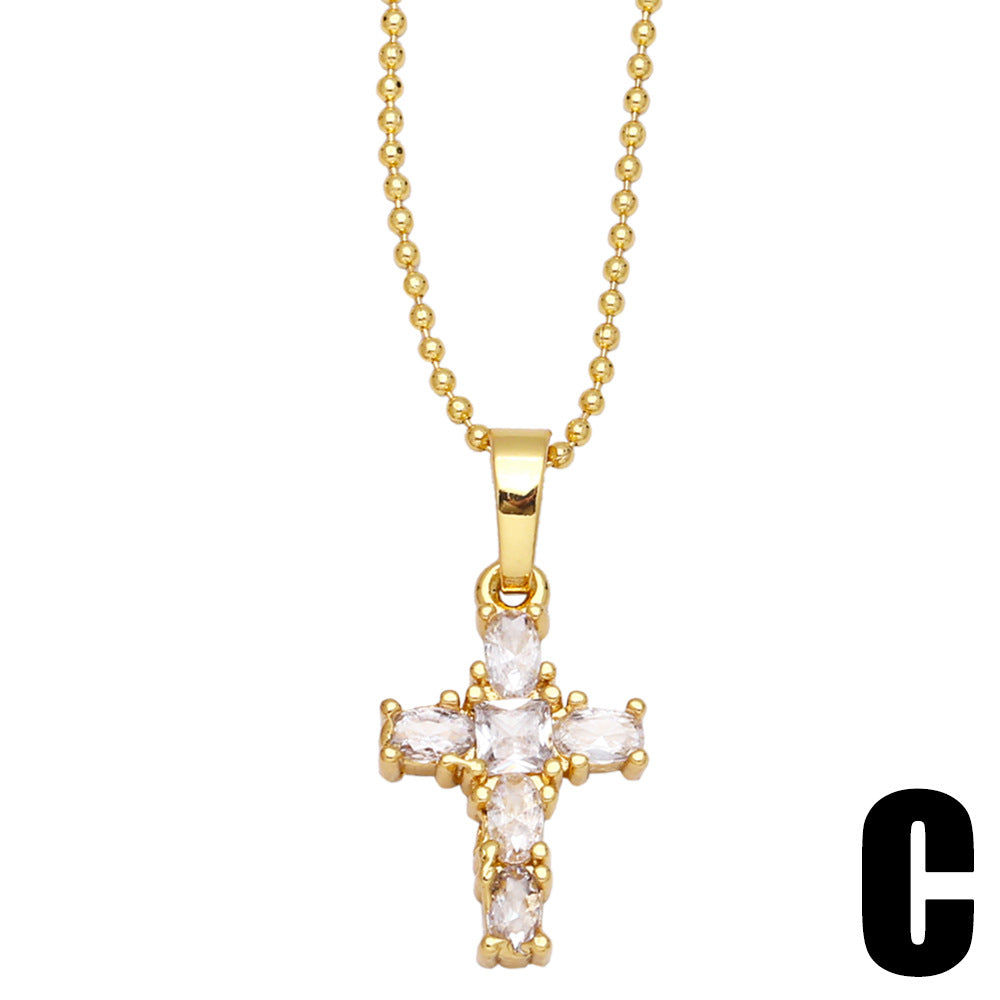 Alloy Pearl Cross Necklace MYA002NE007