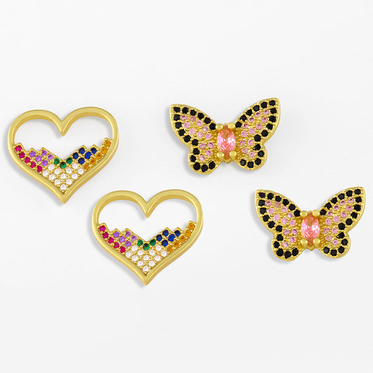 Alloy diamond butterfly earrings MYA002ES056