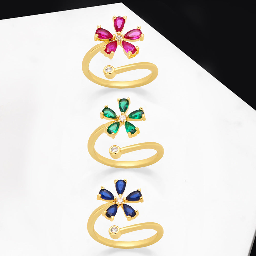 Alloy colored zircon flower ring MYA002RS030