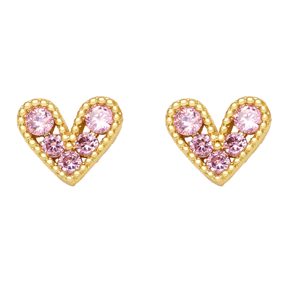 Alloy Mini Zircon Small Heart Earrings MYA002ES007