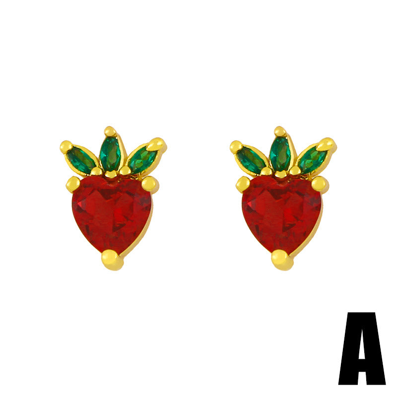 Alloy Zircon Cute Fruit Earrings MYA002ES058