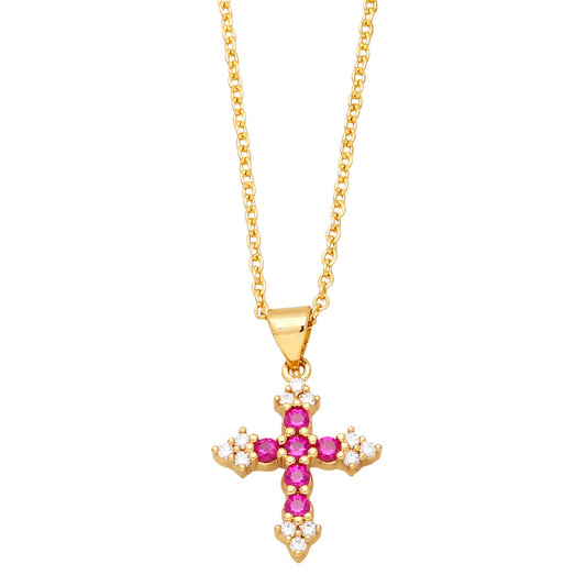 Alloy Zircon Cross Necklace MYA002NE049