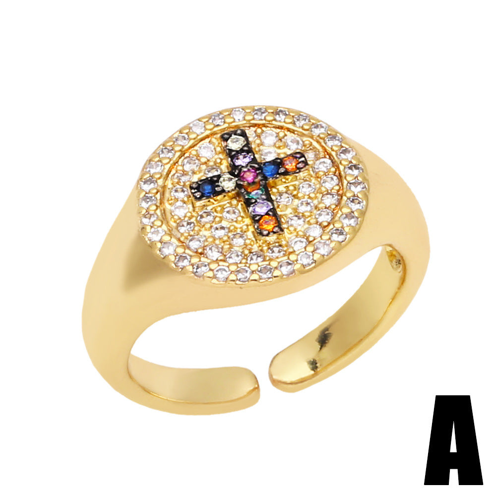 Alloy Peace Dove Cross Ring MYA002RS046