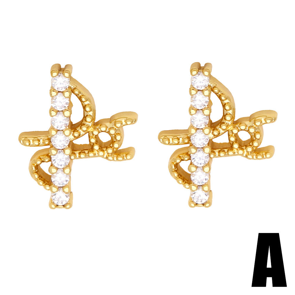 Alloy diamond studded letter earrings MYA002ES064