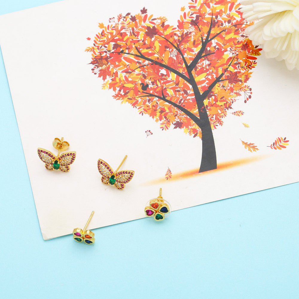 Alloy small butterfly earrings MYA002ES033