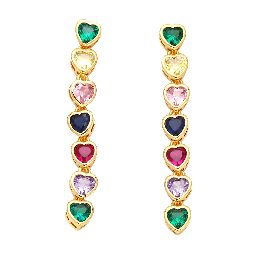 Alloy colored zircon heart tassel earrings MYA002ES011