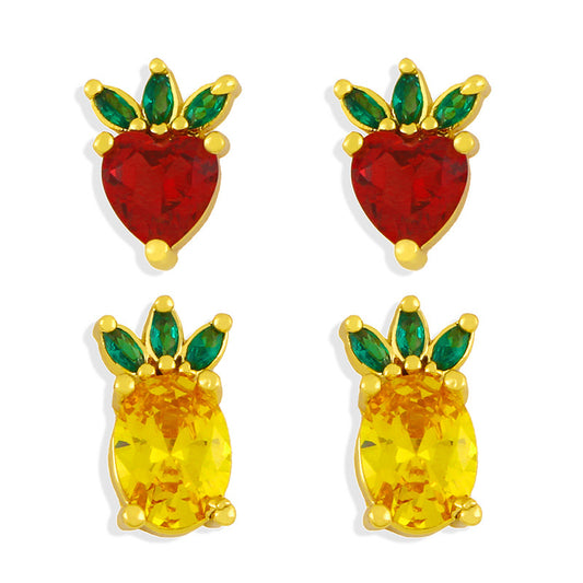 Alloy Zircon Cute Fruit Earrings MYA002ES058