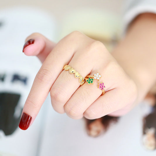 Alloy Set Colorful Zircon Flower Ring MYA002RS031