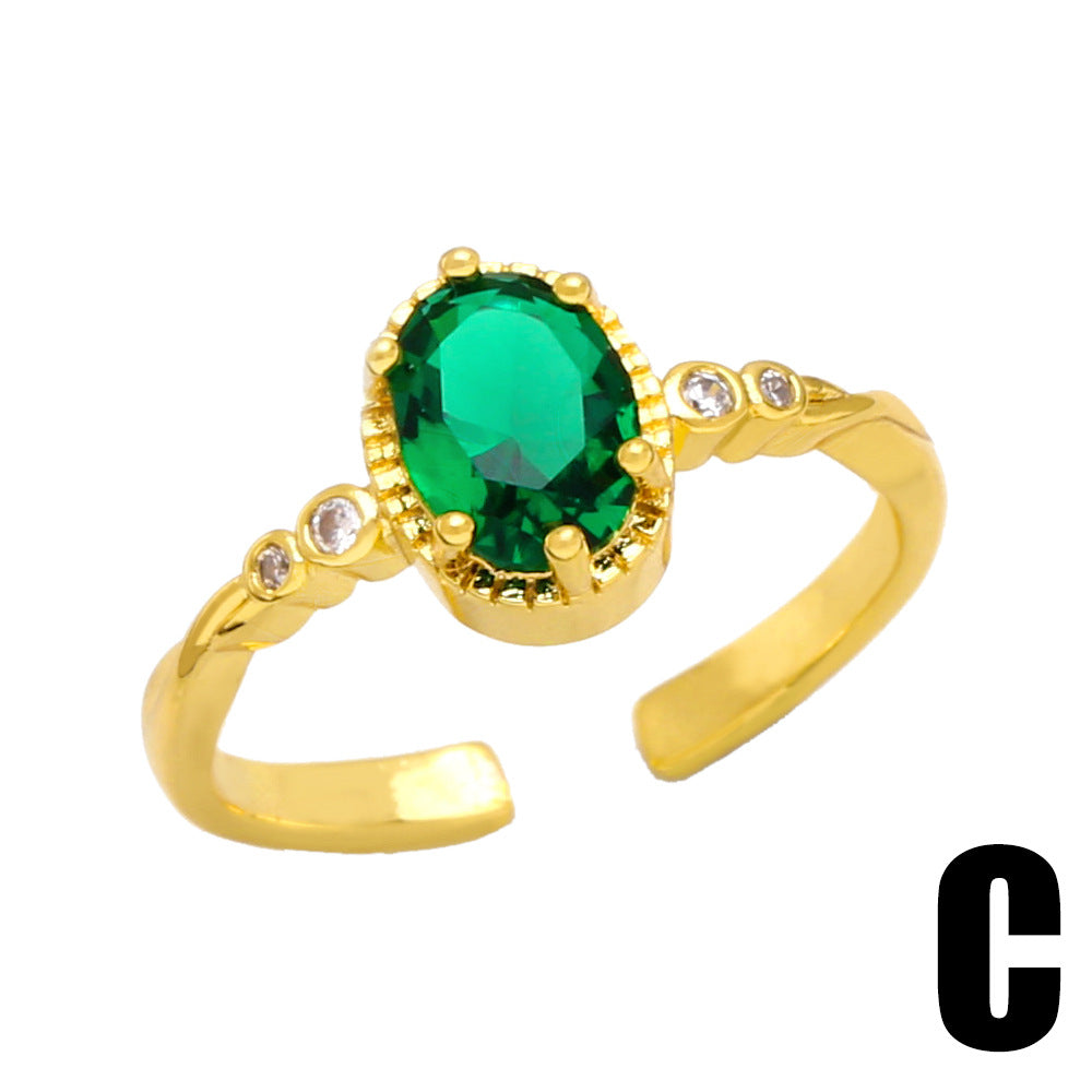 Alloy Geometry Colored Zircon Ring MYA002RS051