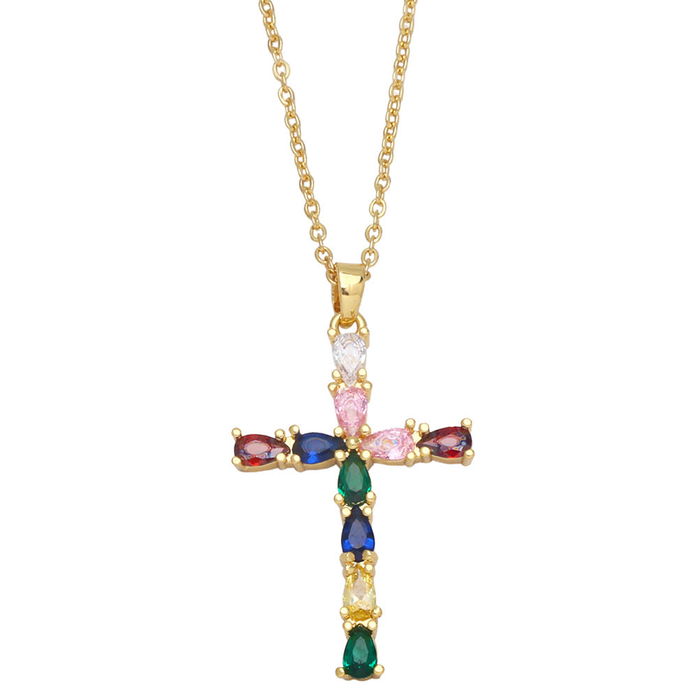 Alloy Zircon Cross Necklace MYA002NE055